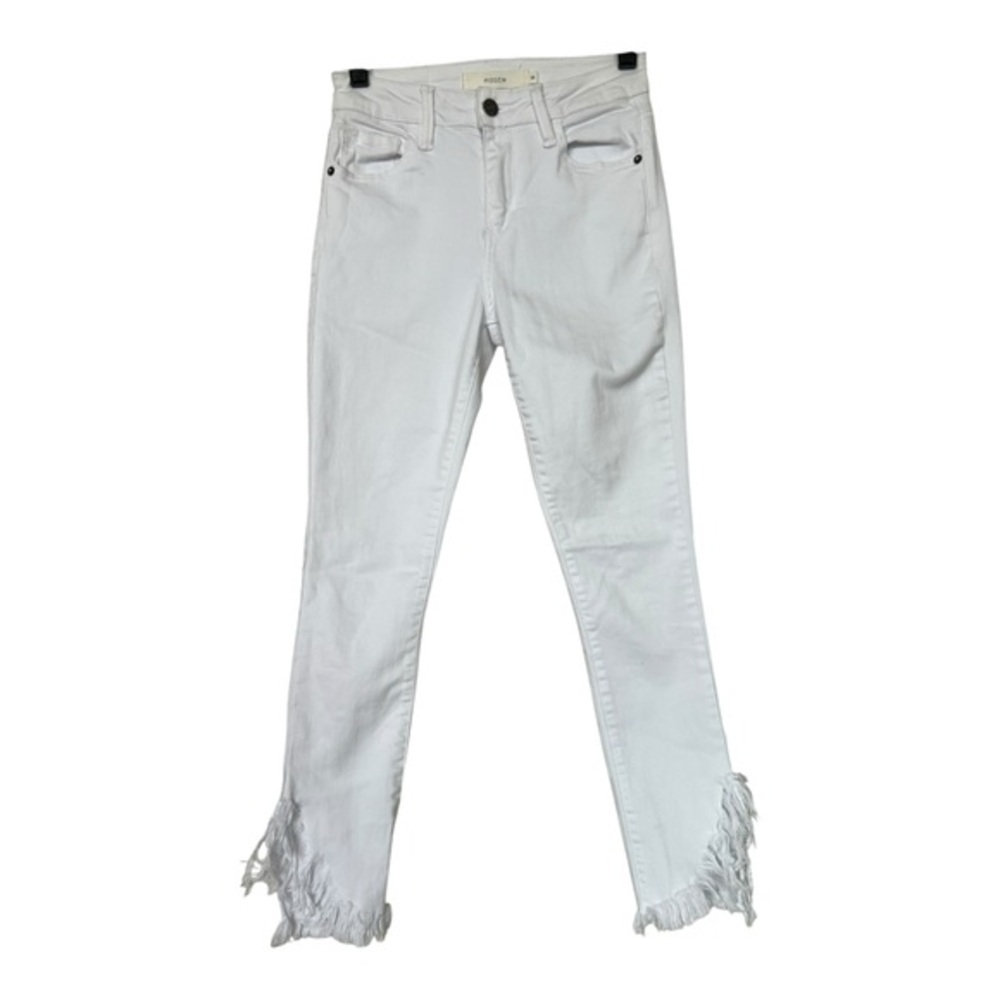 Hidden Elegant White Frayed Hem Cropped Jeans Size 24